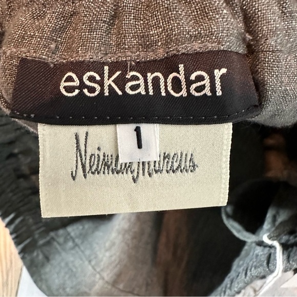 Eskandar Gray Linen Front Panel Midi Skirt Size 1 - Picture 6 of 10